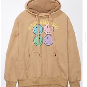 NWT AMERICAN EAGLE HOODIE SMILEY FACE BIG HIG XS oversized